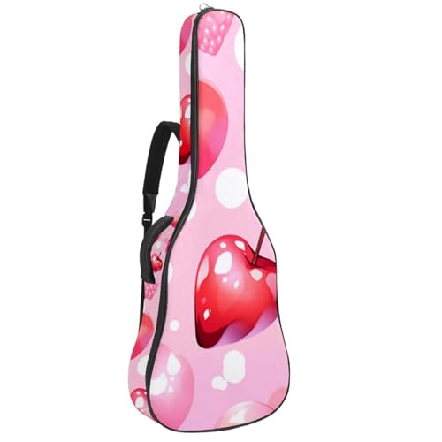 Housse guitare acoustique rose à motifs fruits pour vos cours