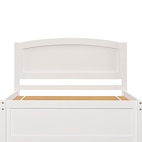 Tolead Daybed With Trundle, Twin Size Pull Out Bed, Solid Wood Extendable Day Bed With Pop Up Trundle, Include Slat Support (White, Trundle) #TOP6