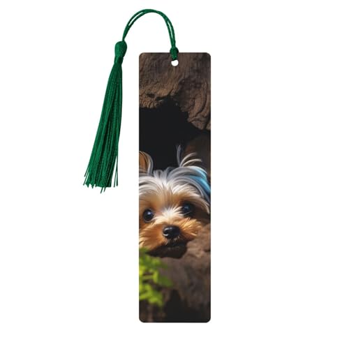 A Little Yorkshire Terrier 木製しおり 5個 天然バーチウッド しおり カラフルなタッセル付き パーソナライズ 木製吊り下げタグ オーナメント DIY クラフト しおり メンズ レディース 本好き向け