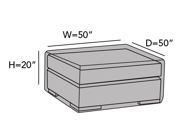 Covermates Square Ottoman Cover - Premium Polyester, Weather Resistant, Drawcord Hem, Seating and Chair Covers, 50W x 50D x 20H, Stone