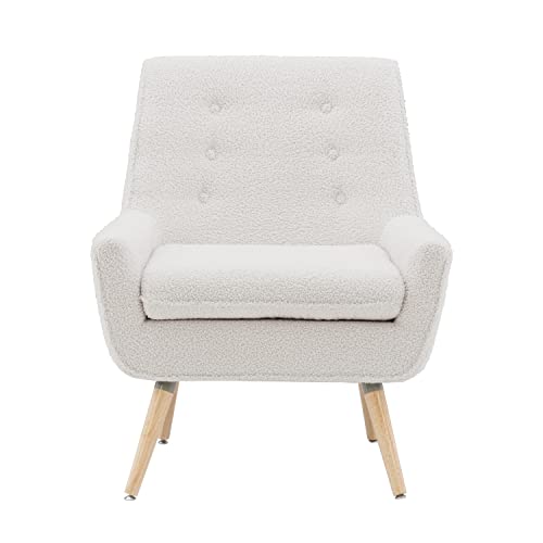Linon Ivory Sherpa Accent Reid Chair, White #TOP4