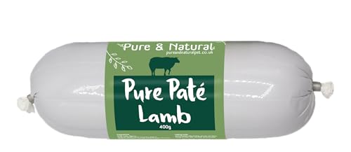 Pure & Natural Wet Dog Food Pate Chub Roll 97% Lamb 400g - High Meat Content Moist Grain Free Dog Food for All Breeds