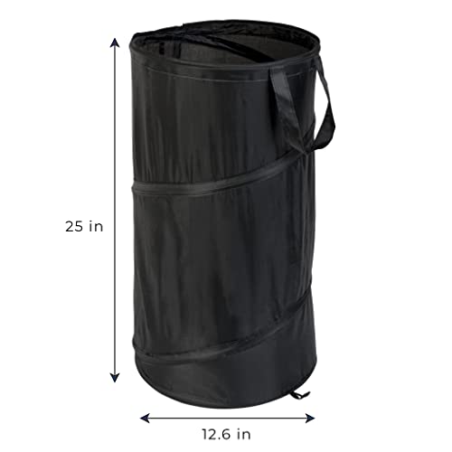 Smart Design Pop Up Slim Spiral Laundry Hamper Bag Polyester - Collapsible Design - Holds 2 Loads - Dorm Room Essential - Kids Clothes Basket Organizer - Home Organizer - 12.6 X 25 Inch - Black #TOP2