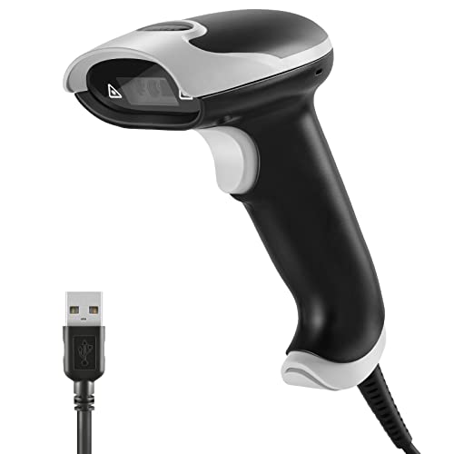 JRHC Barcode Scanner, Handheld USB QR Code Scanner Wired Connection Barcode Reader 1D 2D&PDF417 Data...