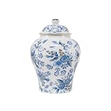 NS Online Rose Small Urn for Female - Ceramic Keepsake Urn for Human Ashes, 8inches Blue Rose Decorative Urns for Women/Mom/Girl, Hold 50 Cubic inches - Qnty 1