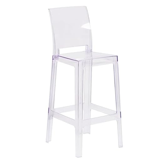 Flash Furniture Ghost Barstool with Square Back in Transparent Crystal