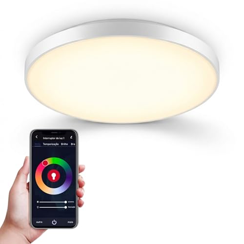 Luminária de Teto Inteligente LED Smart Wi-Fi 24W RGB+CCT Homologado ANATEL Ø30cm, App e Voz Alexa e Google 50.000h