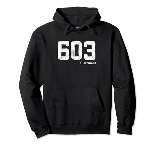 Distressed 603 Area Code Claremont, New Hampshire Pullover Hoodie