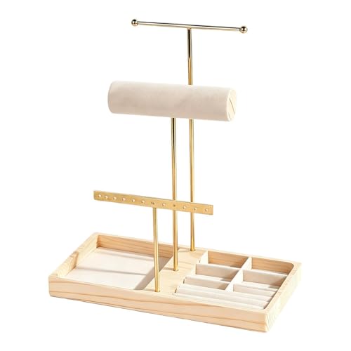 Support décoratif en T pour ranger vos colliers emmêlés sur la commode