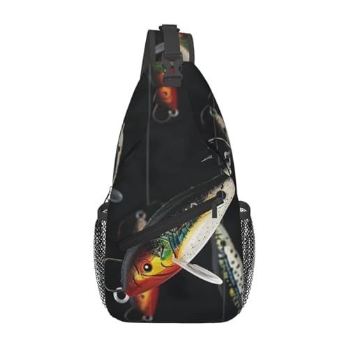 Sac à dos à bandoulière motif leurre de pêche pour vos trajets quotidiens, école et voyage