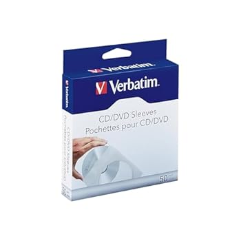 Electronics Verbatim CD/DVD Paper Sleeves-with clear window 50pk Book