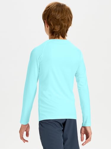 Image of DEVOROPA Youth Boys Compression Shirt Long /Short Sleeve Football Baseball Undershirt Quick Dry Kids Sports Baselayer Crewneck