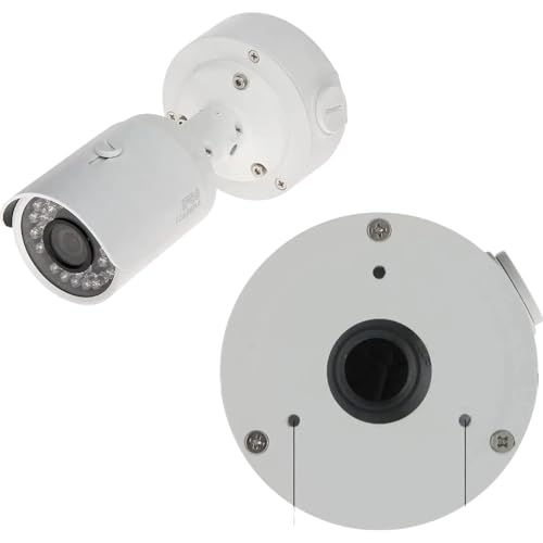 Image of Waterproof Security Camera Mount - Durable ABS Junction Box for Bullet & Dome Cameras.Conceals Cables and installs Easily for Outdoor CCTV. (Heavy Plastic Small Round Camera Box)