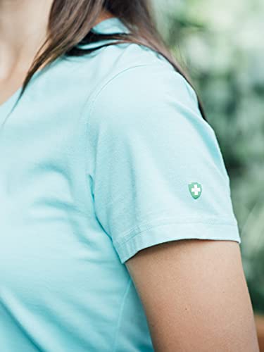 Insect Shield Women's Upf Dri-Balance Short Sleeve V-Neck T-Shirt, Platinum, Medium #TOP7