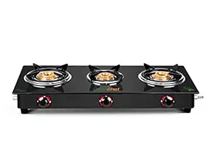 GREENCHEF MS Ebony Manual 3 Burner Glass top Gas Stove ( Black )