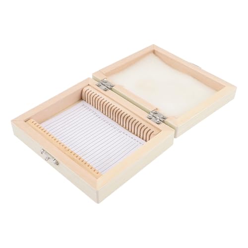 Ciieeo Microscope Slide Boxes 25 Slot Wooden Case for Boys and Girls Slide Container Metal Latch Easy to Use