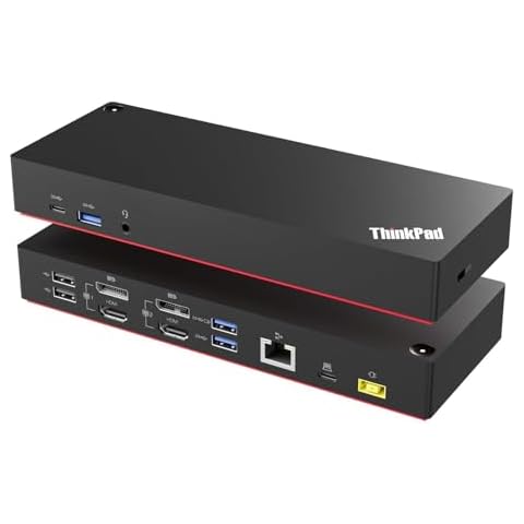 ThinkPad 40AF0135 Universal Hybrid USB-C with USB-A Adapter Docking Station for Lenovo Laptops, Dual Monitor, Comes with ITSPWR HDMI 4K Cable + 50 Cable Ties+ Cleaning Cloth Cover