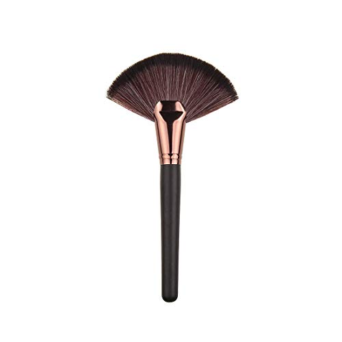 1 pieza de mango corto grande con herramienta de maquillaje suave y hermosa pintada de rubor, brocha grande de color café, brocha de maquillaje duradera
