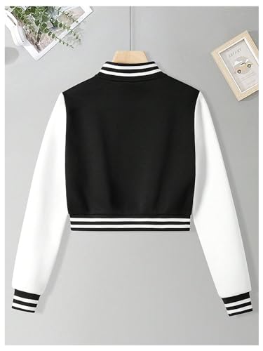 Verdusa Women's Bomber Jacket Long Sleeve Varsity Jackets Crop Baseball Outerwear2