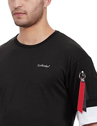 Image of EYEBOGLER Loose fit White Small Size T-Shirt for Men(S-t322-WHBL) EYEBOGLERMenRegularT-Shirt