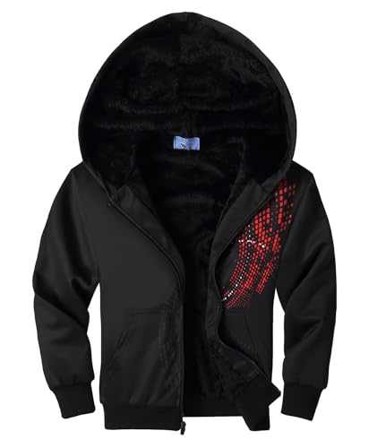 V VALANCH Kids Full Zip Hoodie Fleece Lined Jackets Boys Pullover Coat Winter Hooded Sweatshirts for Boys Girls 6-15 Years