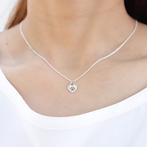 Boma Jewelry Sterling Silver Heart with Cut-Out Paw Pendant Necklace, 18 Inches2