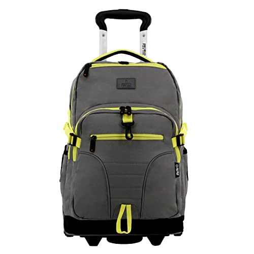Image of J World Lunar Rolling Backpack. Laptop Bag With Wheels. Wheeled Carry-On Travel Luggage, Grey, 19.5 x 13 x 8 Inches
