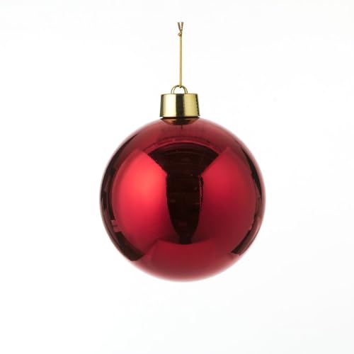 Christbaumkugel Weihnachtskugel XL - XXL Kugel bruchfest 30 cm aus Kunststoff in Rot glänzend für Innen + Außen (30 cm, 1)