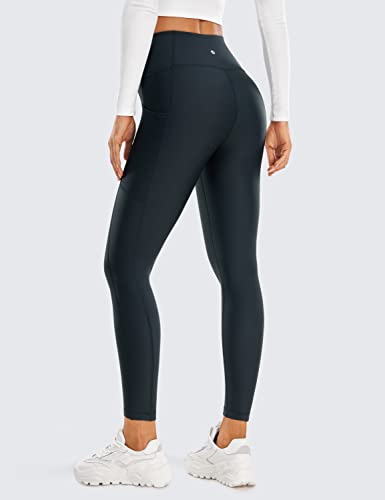 Image of CRZ YOGA Fleece Lined Leggings Pockets 25'' - Thermal High Waisted Casual Lounge Workout Womens Yoga Pants Winter Warm