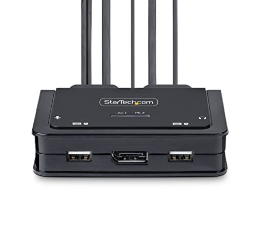 Image of StarTech 2-Port USB-C & DisplayPort Cable KVM, 4K 60Hz, USB Powered, Hybrid