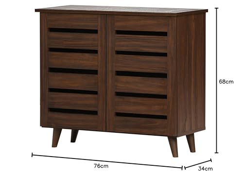 Image of DeckUp SC865512 2-Door Engineered Wood Shoe Rack (Walnut, Matte Finish)