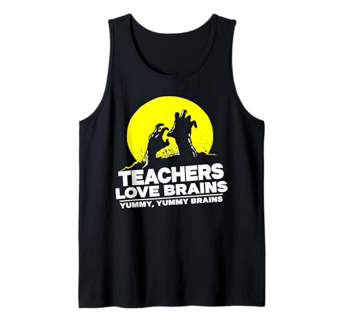 Teachers Love Brains tee funny Halloween Zombie Teacher Canotta