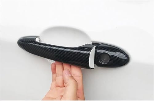 Pegatinas de manija para Nissan Versa y Note 2013-2019, protector exterior fibra de carbono 3
