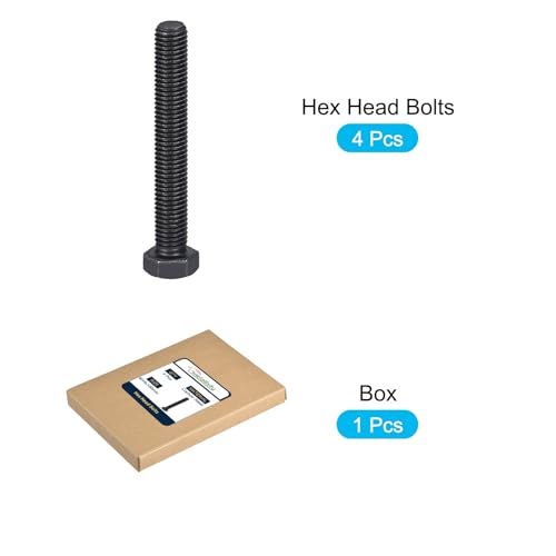 Image of METALLIXITY Hex Bolts (M14-2x100mm) 4Pcs, 8.8 Grade Carbon Steel Fully Threaded Black Oxide, Coarse Thread UNC Hex Head Screw Bolt - for Furniture Repair