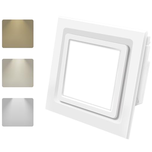 POWERENG Bathroom Ventilation Fan with Light,With light color controller,12W Square