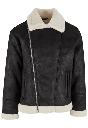 Urban Classics Shearling Biker Jacket avec doublure contrastée et zip motard