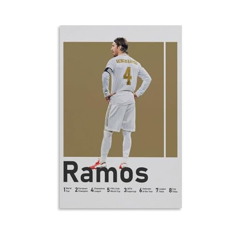 QZFNCOYU Poster sur toile représentant l'Espagne Sergio Ramos - Décoration murale pour salon, chambre à coucher - 30 x 45 cm