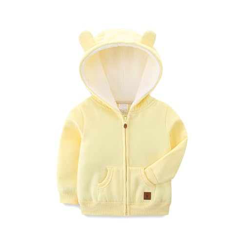 9 Month Baby Boy Clothes Full Zip Hoodie Sweatshirt Cotton Hooded Jackets Coat Casual Fall Tops Yellow