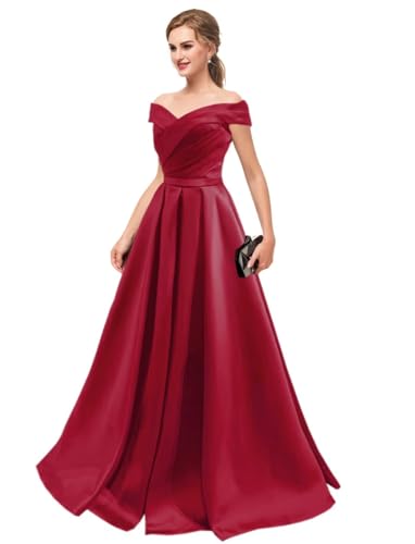Off The Shoulder Prom Dresses Long with Pockets A Line Formal Evening Ball Gowns Satin Military Party Dress 2025