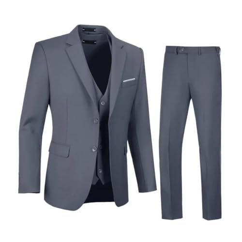 Men's Slim Groomsmen 3-Piece Suit | Vest Pant Tie Jacket | Prom Wedding 2 Buttons3