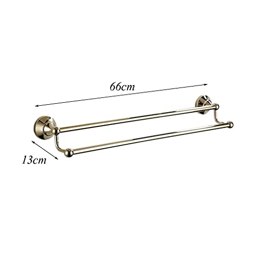 Rack de serviette salle de bain double pôle en laiton avec étagère - 7