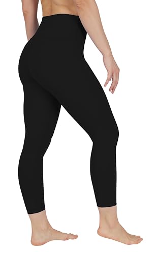 Image of 90 Degree By Reflex Womens High Waisted Workout Capri Leggings Squat Proof Workout Yoga Capris, Black, Large