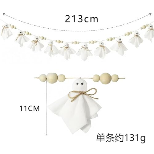7 Ft White Fabric Cute Ghost Style Halloween Mantel Decor for Indoor Wall - image 2