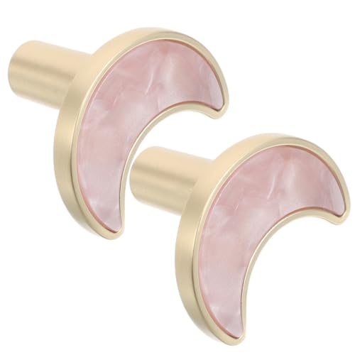 CTIRCHIU Tiradores para Armarios Estilo Moderno y Elegante en Forma de Luna de Aleación de Zinc Rosa, Diseño Orificio, Uso Versátil para Cocina y Dormitorio