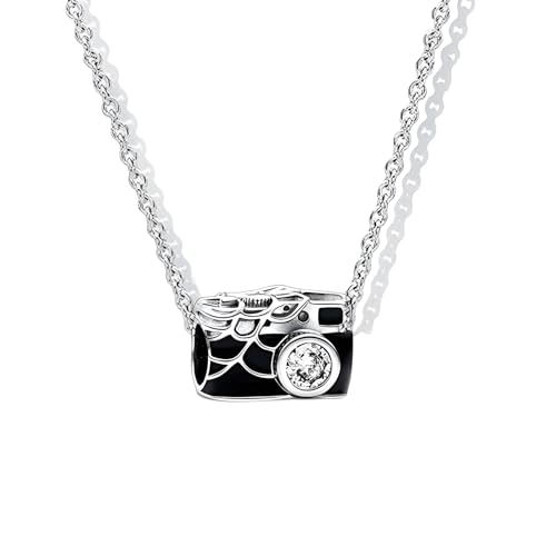 LJIANGD Collar de Plata de Ley 925 para Hombres y Mujeres, Collar de Cuentas de superhéroe de Halloween, Collares de Cristal Rojo Negro, Gargantilla de Animales gótica Punk Rock