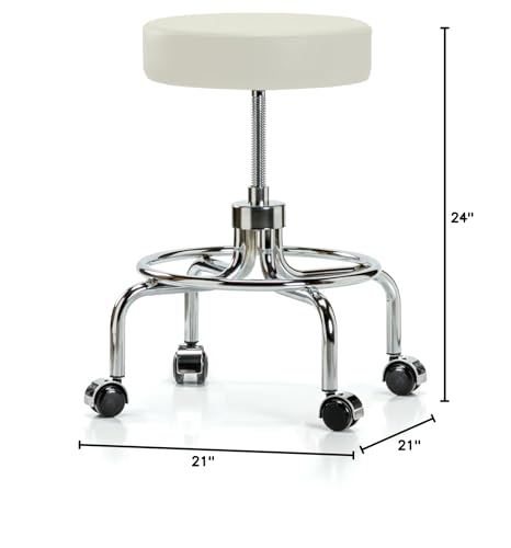 Image of Perch Retro Exam Stool | Medium Bench Height 18.5-24 inch | Off-White Vinyl