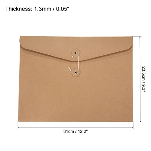 PATIKIL String Envelope File Folders 2 Pack A4 Size Document Letter Organizer Holder Filing Jacket for Office Brown - Image 2