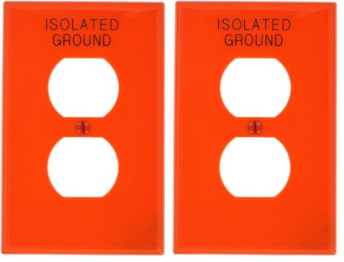 Image of Leviton PJ8-IG 1-Gang 1-Duplex, Midway Size Wallplate, Hot Stamped Isolated Ground, Orange, 2 Pack