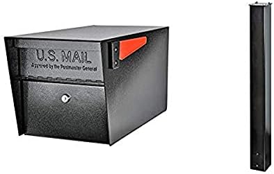 Mail Boss 7506 Mail Manager Curbside Locking Security Mailbox, Black,Large & Boss 7121, Black In-Ground Mounting Post, 43 x 4 x 4 inches, for Use with Mailbox