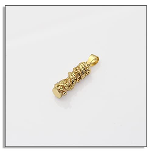 18K Gold Dragon Wrapped Pendant Cylinder Necklace4